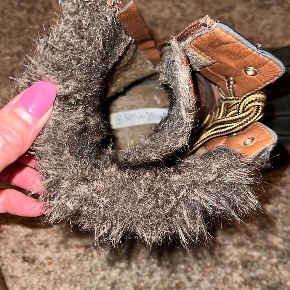 🛍️Rain or snow boots with fur brown and black - Picture 4 of 6